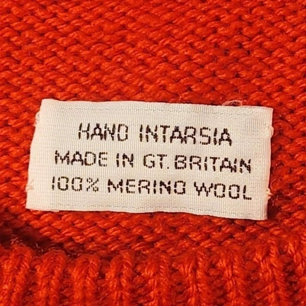 Vintage Christmas Tree Sweater IntarsiMens Large Merino Wool Holiday Pullover UK